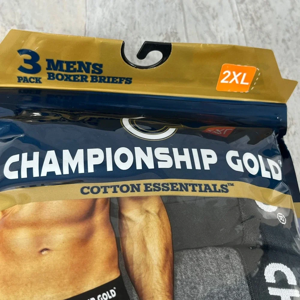 Championship Gold Boxer‎ Briefs Mens 2XL Multicolor Soft Fabric 3 Pack